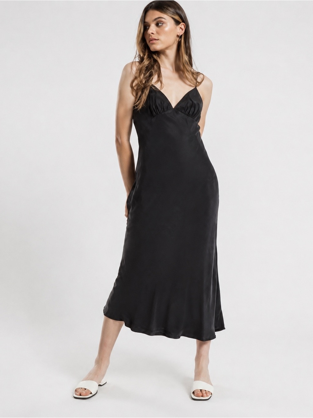 Abercrombie & Fitch Black Satin Slip Maxi Dress Size S NWT Y2K Evening